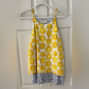 ANTHRO PORRIDGE lemon print layered tank top size xsmall